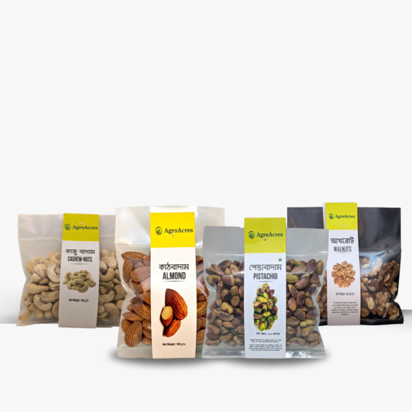 Nuts Combo-1 (Kajubadam-100g, Kathbadam-100g, Pesta Badam-100g, Akhrot-100g)